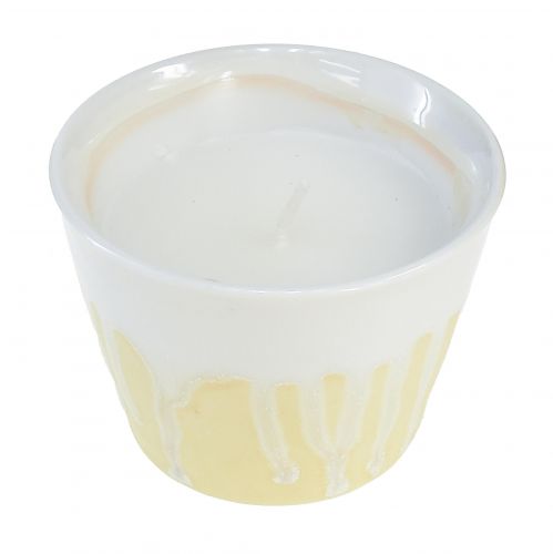 Citronella candle in pot ceramic yellow cream Ø8,5cm