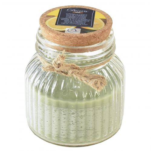 Floristik24 Scented candle in glass Citronella candle olive green H11,5cm