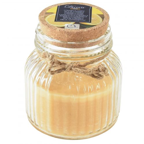 Candle Citronella scented candle glass lid honey H11,5cm