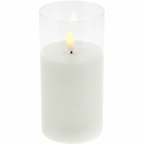 Product LED candle in glass real wax white Ø7.5cm H10cm