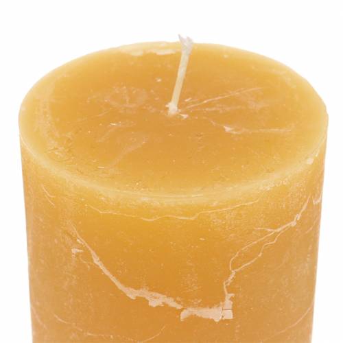 Product Solid-color pillar candles, honey-colored, 70x100mm, set of 4 - decoration, year-round use, Easter, garden party