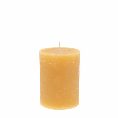 Product Solid-colored pillar candles, honey color, Ø60×80mm, set of 4 - Advent wreath decoration, wax