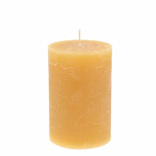 Product Set of 4 honey-colored pillar candles, 70x120mm - Decorative candles for table decorations, weddings &amp; celebrations