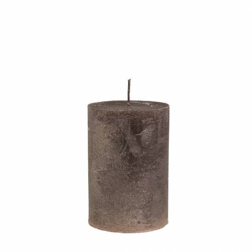 Product Solid-colored copper metallic pillar candles, 60x80mm, set of 4, Advent decoration