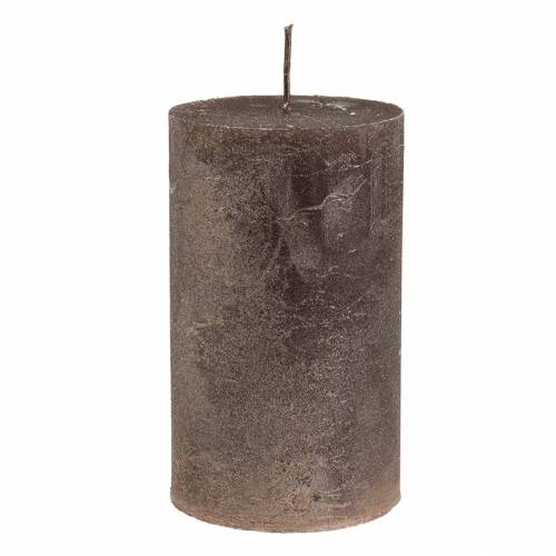 Product Copper metallic pillar candles, 85×150mm, set of 2, colored throughout, for stylish decoration &amp; festive atmosphere