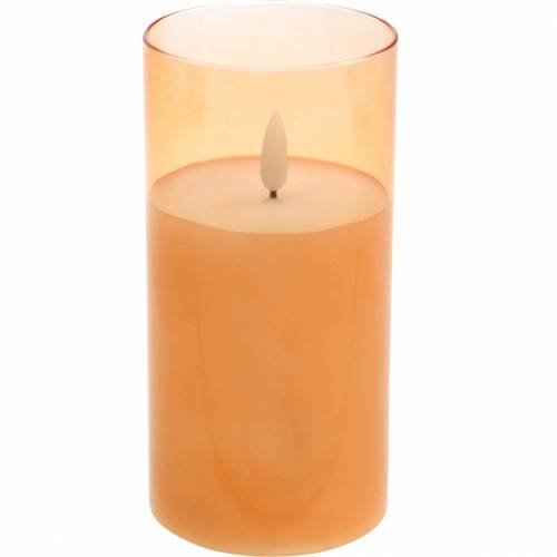 Floristik24 LED candle in a glass real wax orange Ø7.5cm H10cm