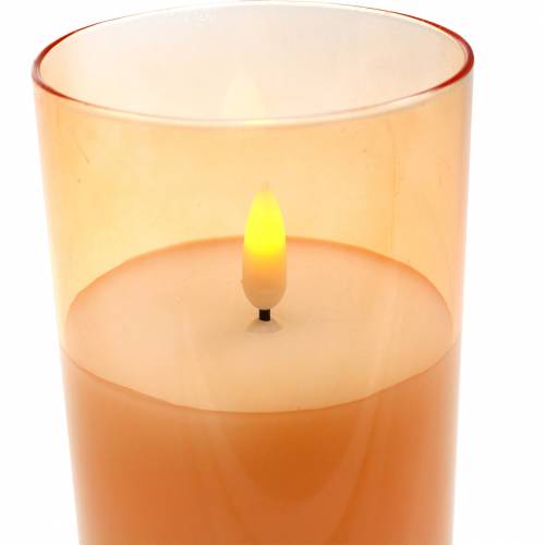 Floristik24 LED candle in a glass real wax orange Ø7.5cm H10cm