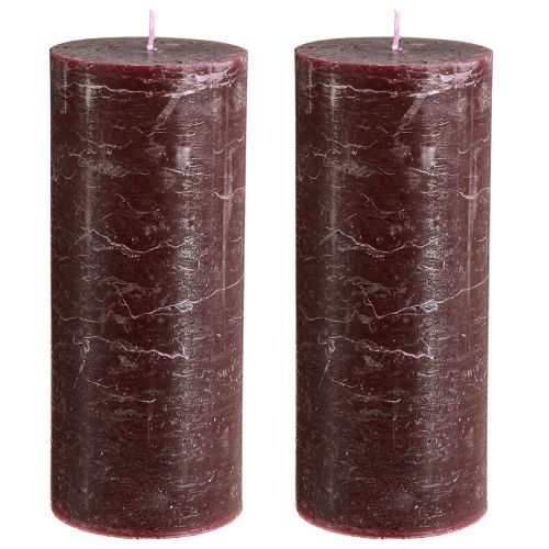 Product Luxury Burgundy Pillar Candles, Set of 2, Solid Color, 85x200mm, for Romantic &amp; Decorative Use