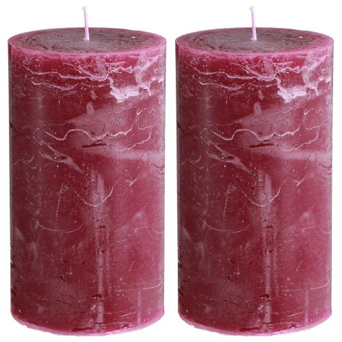 Product Red pillar candles, berry color, dyed throughout, decorative candles 85×150mm, set of 2, versatile