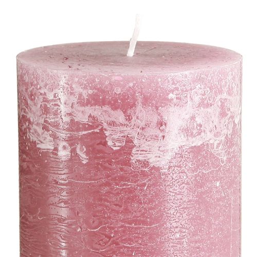 Product Pink pillar candles, antique rose marble look, 85×200mm, set of 2, for decoration &amp; gift