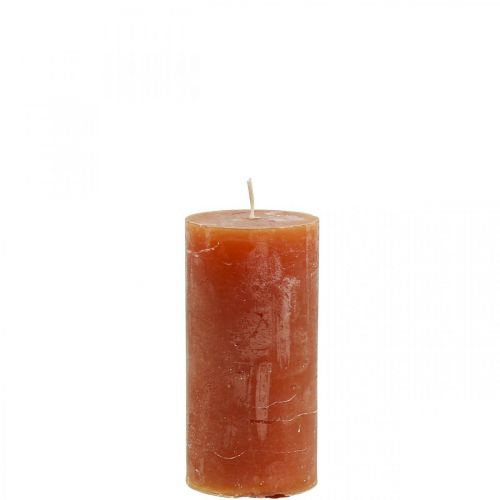 Product Rustic reddish-brown dyed pillar candles 50×100mm 4-piece set