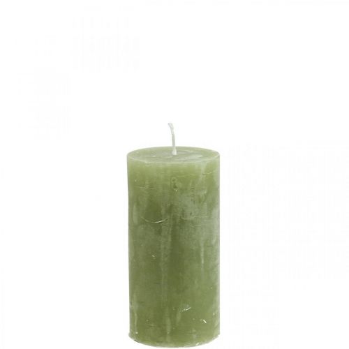 Product Olive green pillar candles 50×100mm Set of 4 Decorative solid-colored