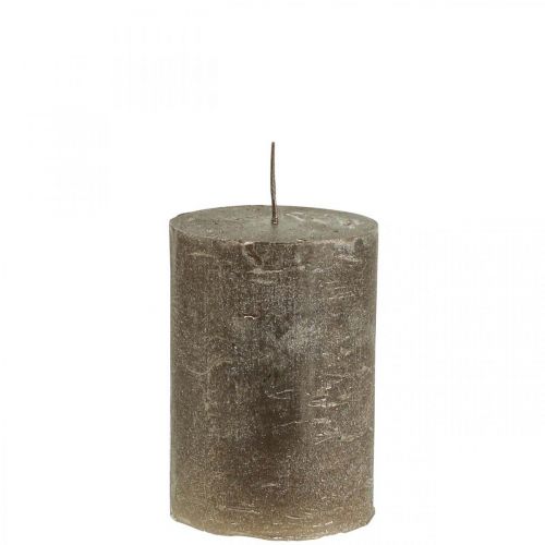 Product Modern pillar candles, set of 4 in copper brown metallic, Ø70x100mm - Elegant, solid-colored candles for stylish decoration