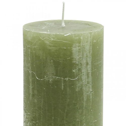 Product Solid-color olive green pillar candles 60×100mm, set of 4, country style, boho, Advent