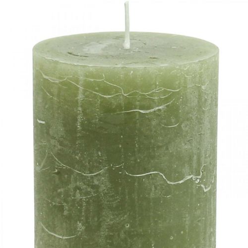 Product Solid colored candles olive green pillar candles 70×100mm 4pcs