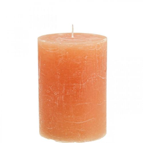 Solid coloured candles Orange Peach pillar candles 85×120mm 2pcs