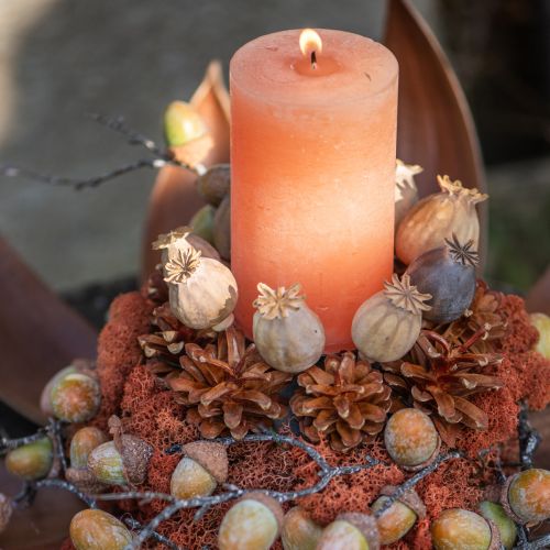 Solid coloured candles Orange Peach pillar candles 85×120mm 2pcs | Floristik24.ie