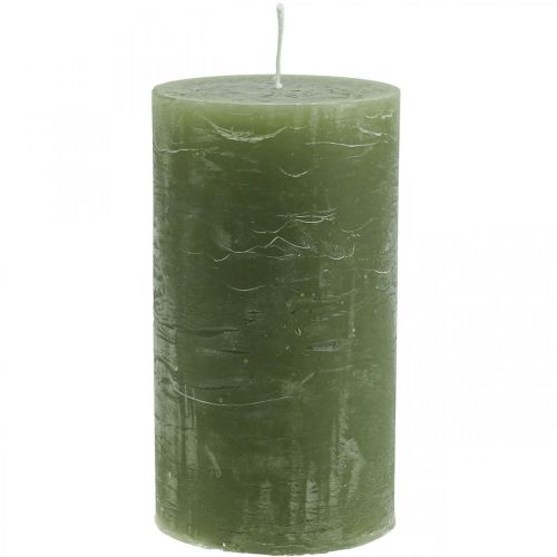 Solid colored candles olive green pillar candles 85×150mm 2pcs