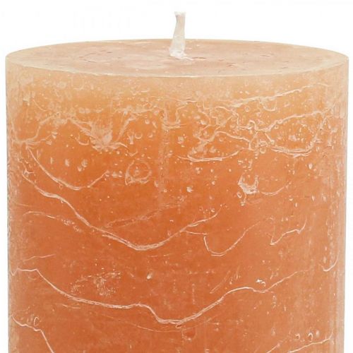 Product Solid-color pillar candles, orange peach, 85×150mm, set of 2, long burning time, decorative candles