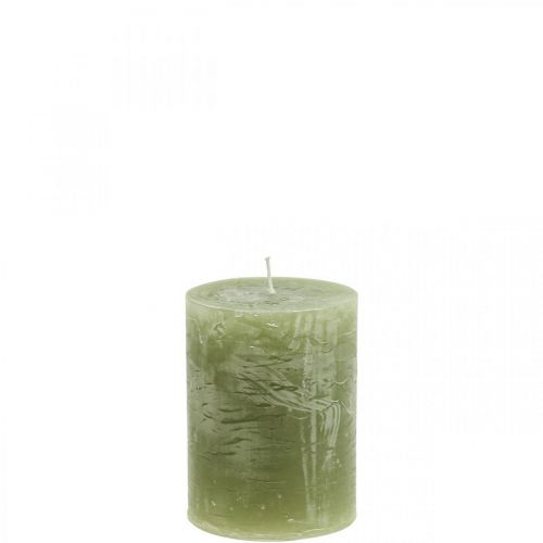 Solid colored candles olive green pillar candles 60×80mm 4pcs