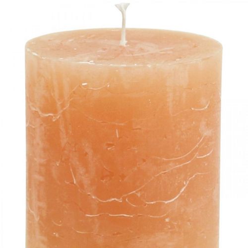 Product Solid-color candles, orange peach pillar candles, 70x80mm, set of 4, decorative trendy color