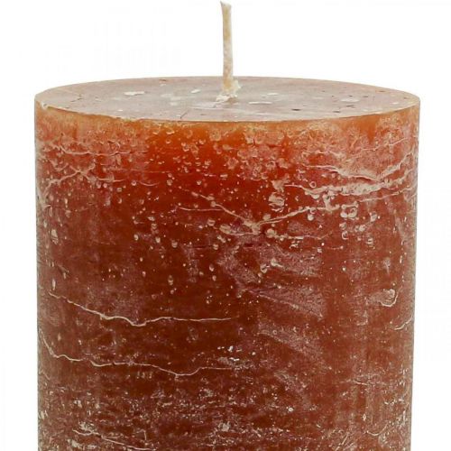 Product Rustic pillar candles, reddish-brown, solid color, 85x150mm, set of 2 - long burning time for table decorations & festivities