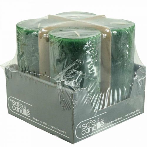 Floristik24 Solid Colored Candles Dark Green Pillar Candles 70×140mm 4 Pcs