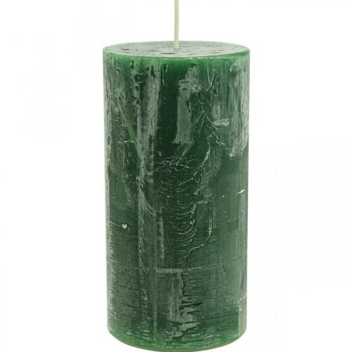 Floristik24 Solid Colored Candles Dark Green Pillar Candles 70×140mm 4 Pcs
