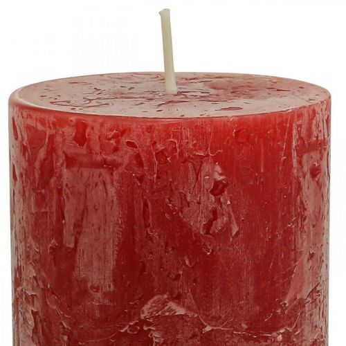 Floristik24 Solid Colored Candles Red Rustic Self-Extinguishing 70×140mm 4 Pcs
