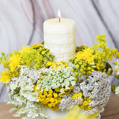 Floristik24 Rustic candles, white wax candles, basket pattern pillar candles 110/65 2pcs