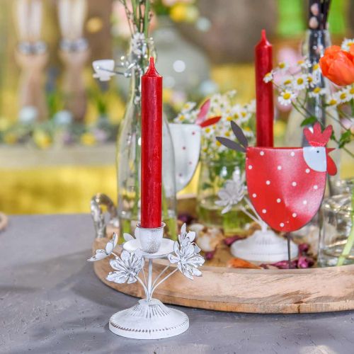 Floristik24 Candle decoration, spring, candle holder with flowers, metal decoration for the wedding