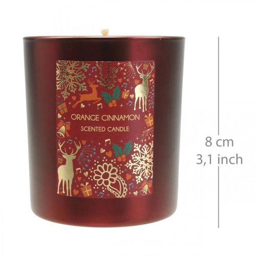 Floristik24 Scented candle Christmas orange, cinnamon candle glass red Ø7/ H8cm
