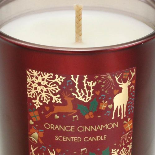 Product Scented candle Christmas orange, cinnamon candle glass red Ø7/ H8cm