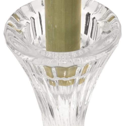 Product Candle holder glass clear stick candle holder grooves H20cm 2pcs