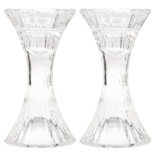 Product Candle Holder Glass Round Stick Candle Holder Ø7cm H13cm 2pcs