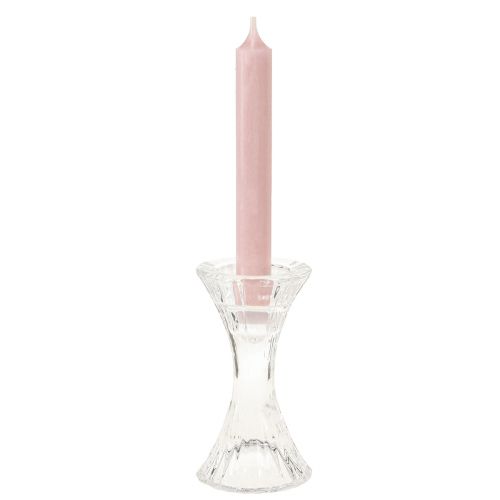 Product Candle Holder Glass Round Stick Candle Holder Ø7cm H13cm 2pcs