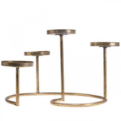 Floristik24 Candleholder Golden tea light holder Vintage 4-flame Ø28cm