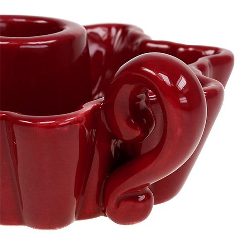 Floristik24 Candle holder ceramic red Ø12cm 2pcs