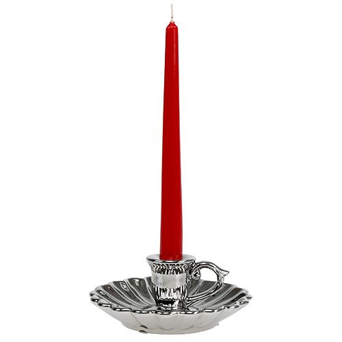 Floristik24 Candlestick Ceramic Silver Ø16cm