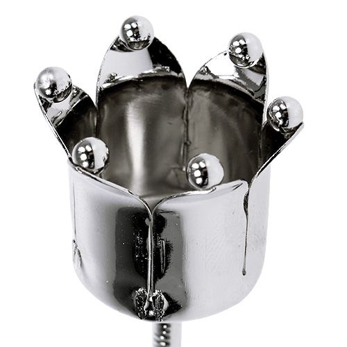 Product Candle holder crown silver Ø3cm H12.5cm 4 pcs