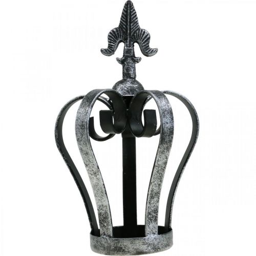 Floristik24 Deco crown antique silver look metal Ø12cm H20cm