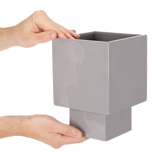 Grey cube planter with base for modern decoration, 22cm | Floristik24.ie