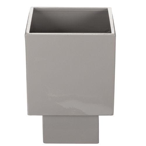 Grey cube planter with base