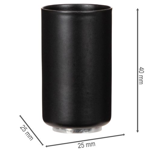 Round magnetic candle holder, matte black, for 25mm taper candles, 4 pieces | Floristik24.ie