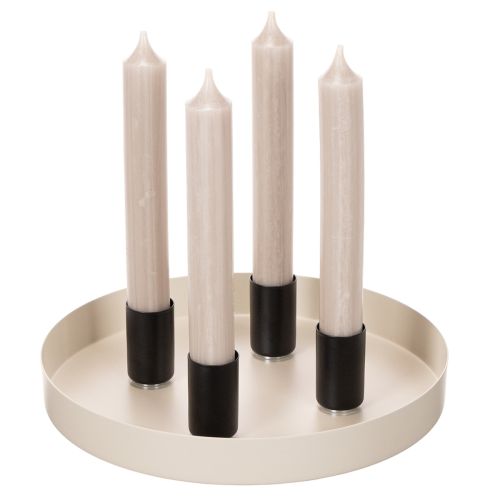 Round magnetic candle holder, matte black, for 25mm taper candles, 4 pieces | Floristik24.ie