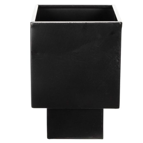 Black cube planter with base,