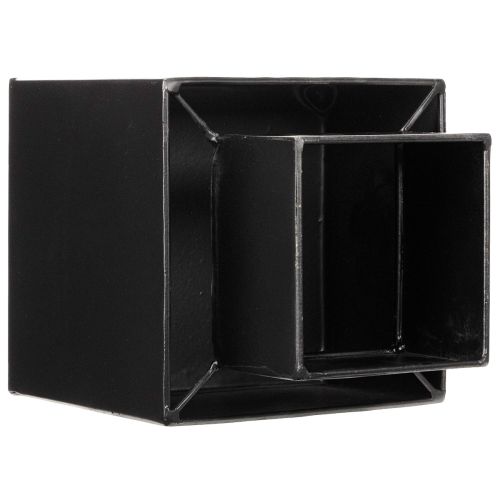 Black cube planter with base,