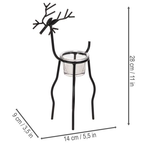Reindeer candle holder with tealight glass, 28cm | Floristik24.ie