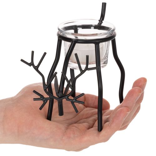Reindeer candle holder with tealight glass, 15cm | Floristik24.ie