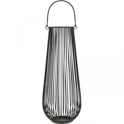 Product Candle holder black decorative lantern with handle Ø22cm H52cm